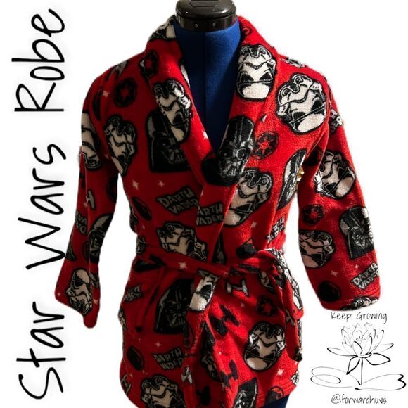 Star Wars Fleece Robe - Boys Size 8 - Darth Vader & Stormtrooper - Picture 1 of 7